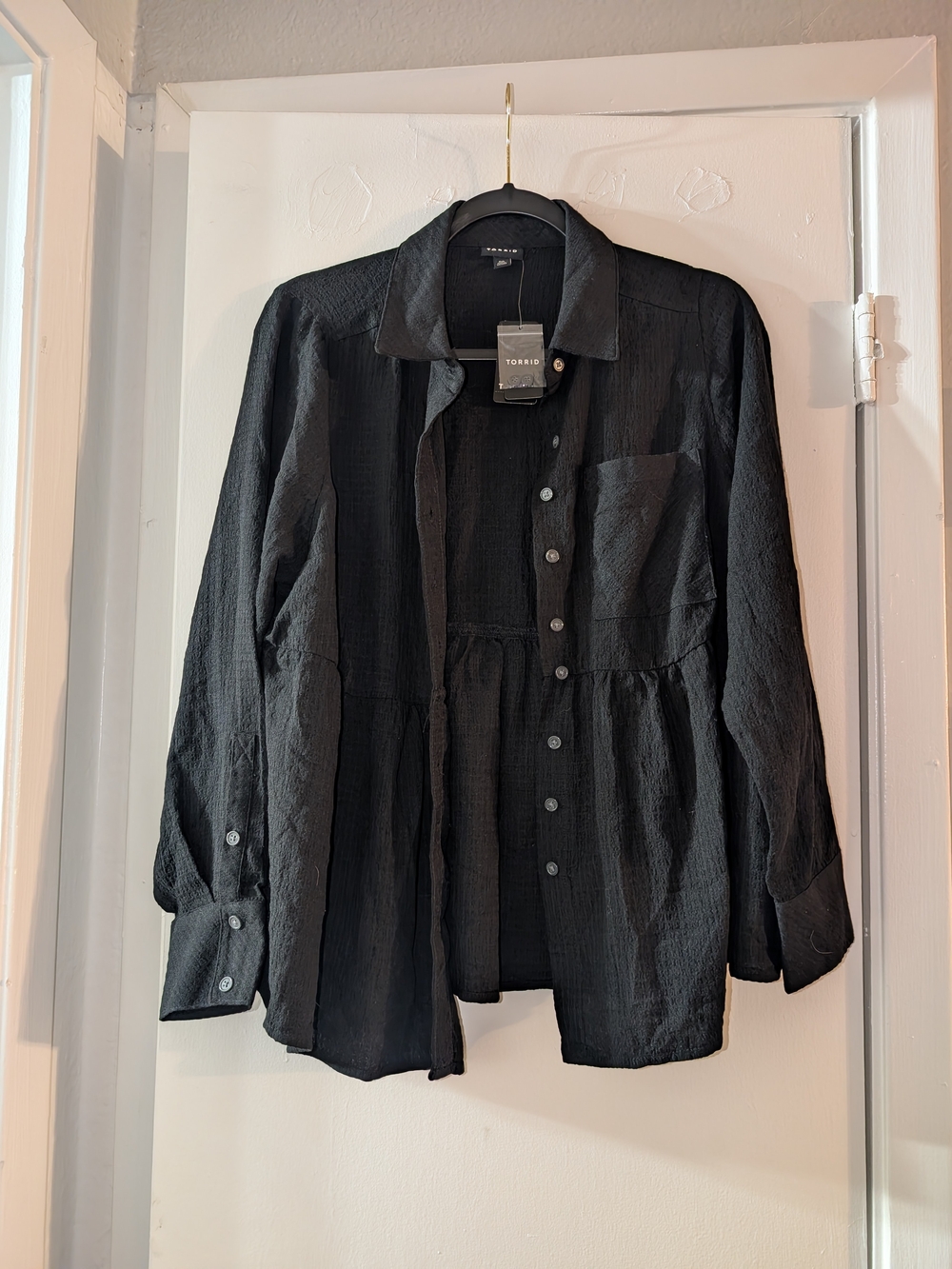 torrid Black Lightweight Textured Button-Up Shirt